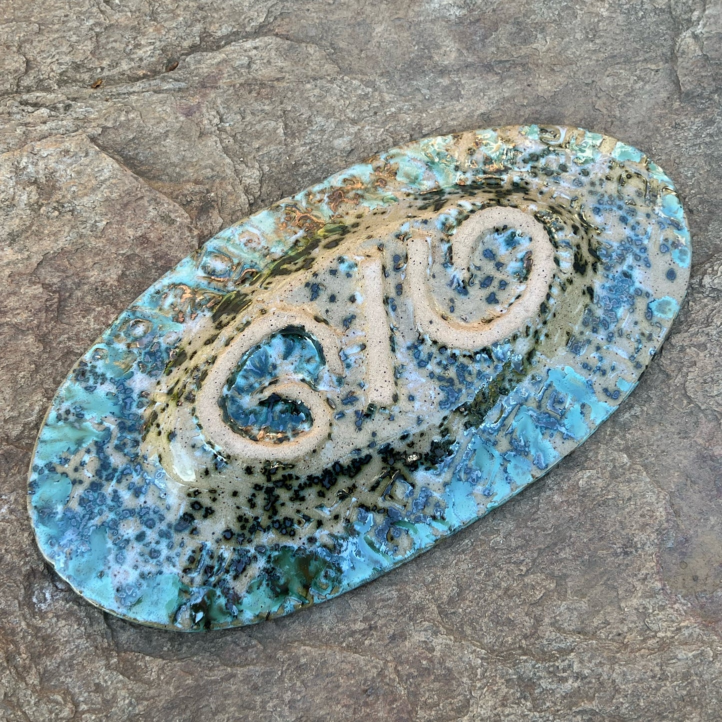 Textured Oval Plate Handmade Pottery