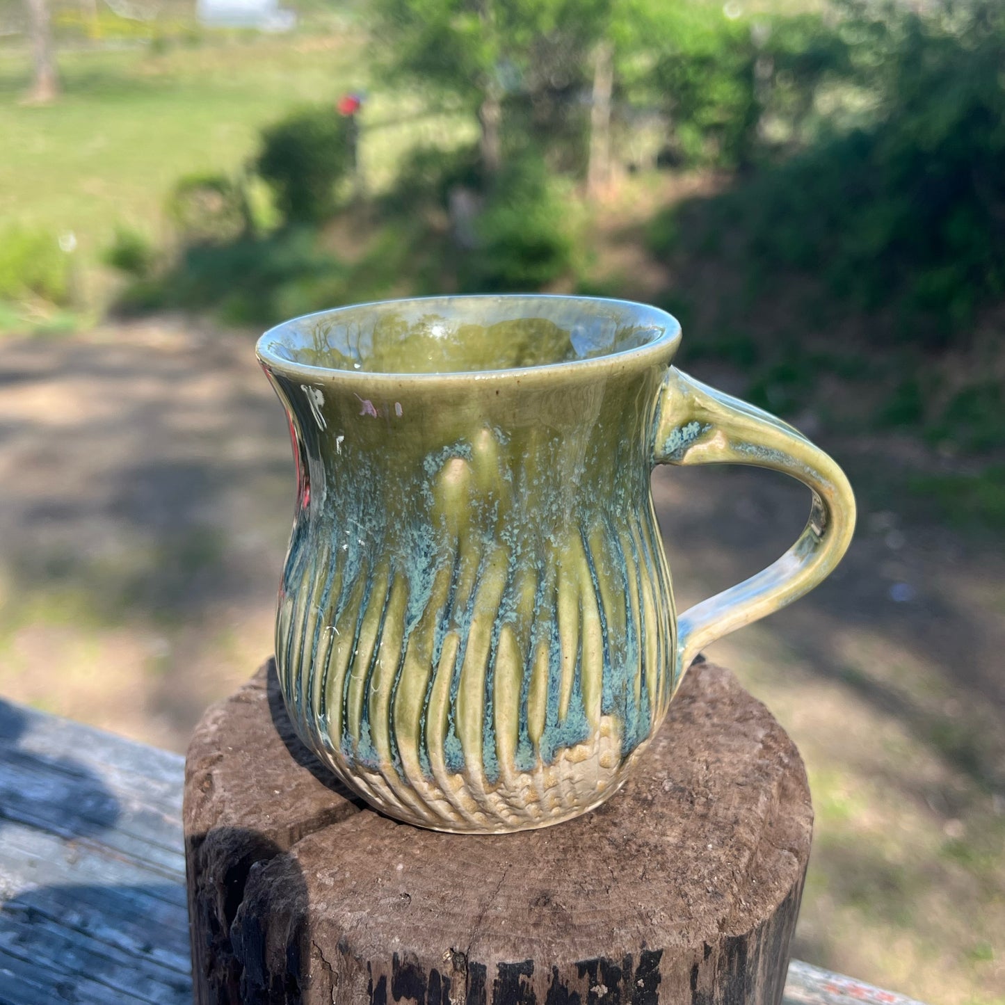 Carved Coffee Mug Handmade Pottery