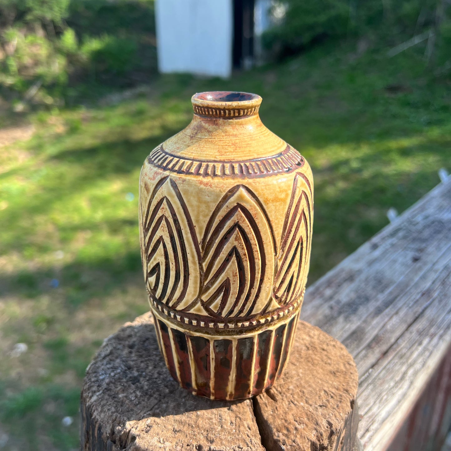 Iron and Ash Bud Vase Handmade Pottery