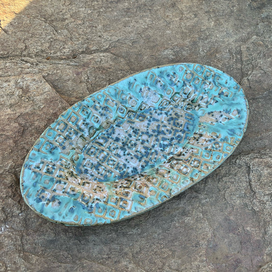 Textured Oval Plate Handmade Pottery