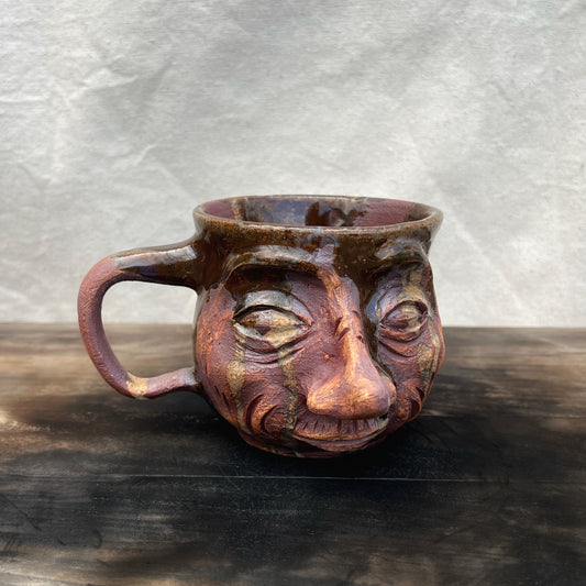 Iron and Ash Face Mug Handmade Pottery