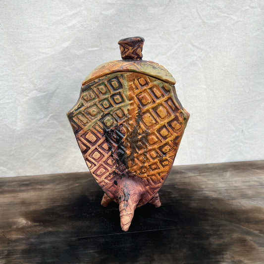 Iron & Ash Lidded Jar Handmade Pottery