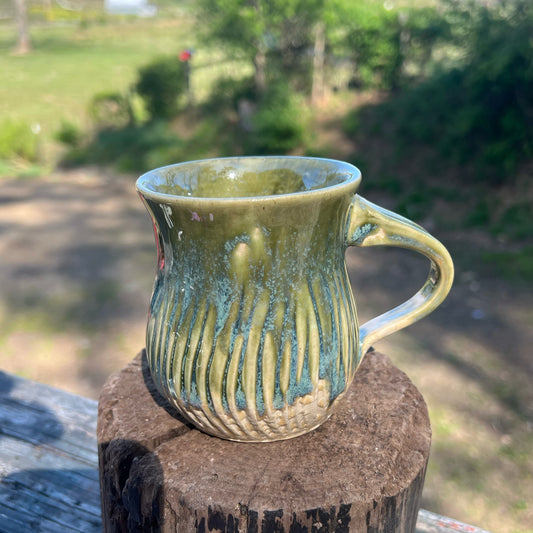 Carved Coffee Mug Handmade Pottery